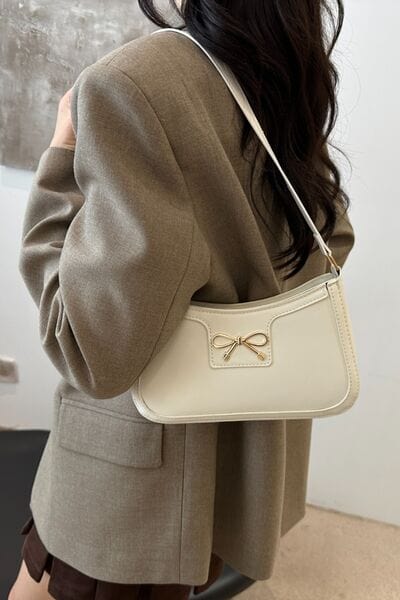 stylub Bow Trim PU Leather Shoulder Bag