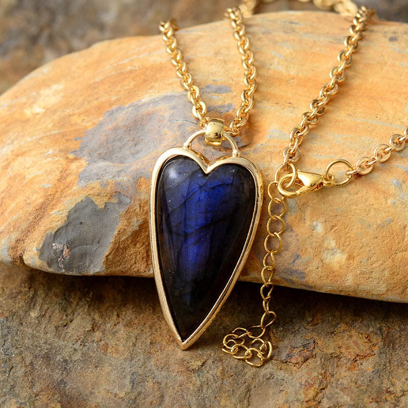 stylub Copper Labradorite Heart Shape Necklace