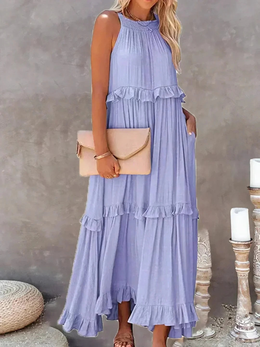 stylub Emilia™ - Halter Ruffle Maxi Dress