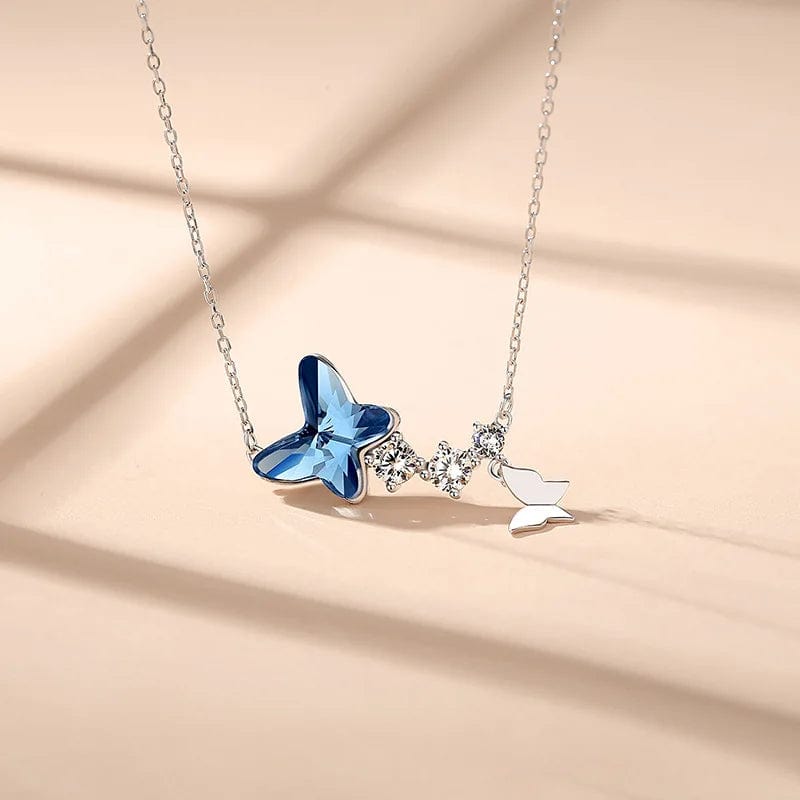 stylub Sterling Silver Blue Butterfly Necklace
