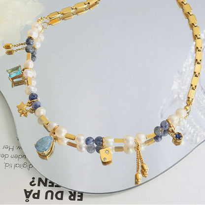 stylub 18K Gold-Plated Beaded Charm Necklace