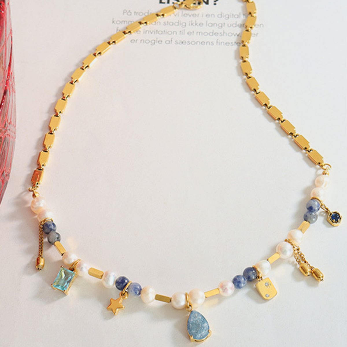 stylub 18K Gold-Plated Beaded Charm Necklace