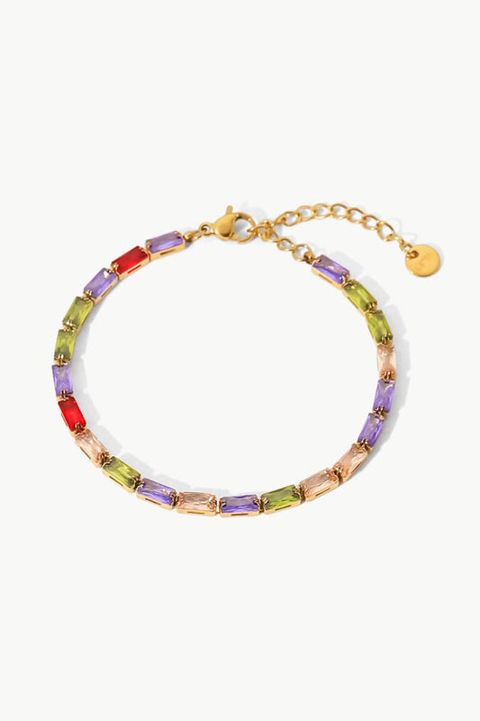 stylub 18K Gold Plated Multicolored Cubic Zirconia Bracelet