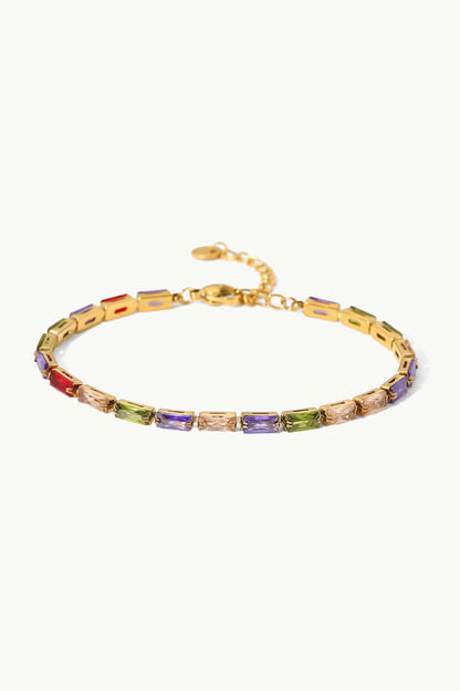 stylub 18K Gold Plated Multicolored Cubic Zirconia Bracelet