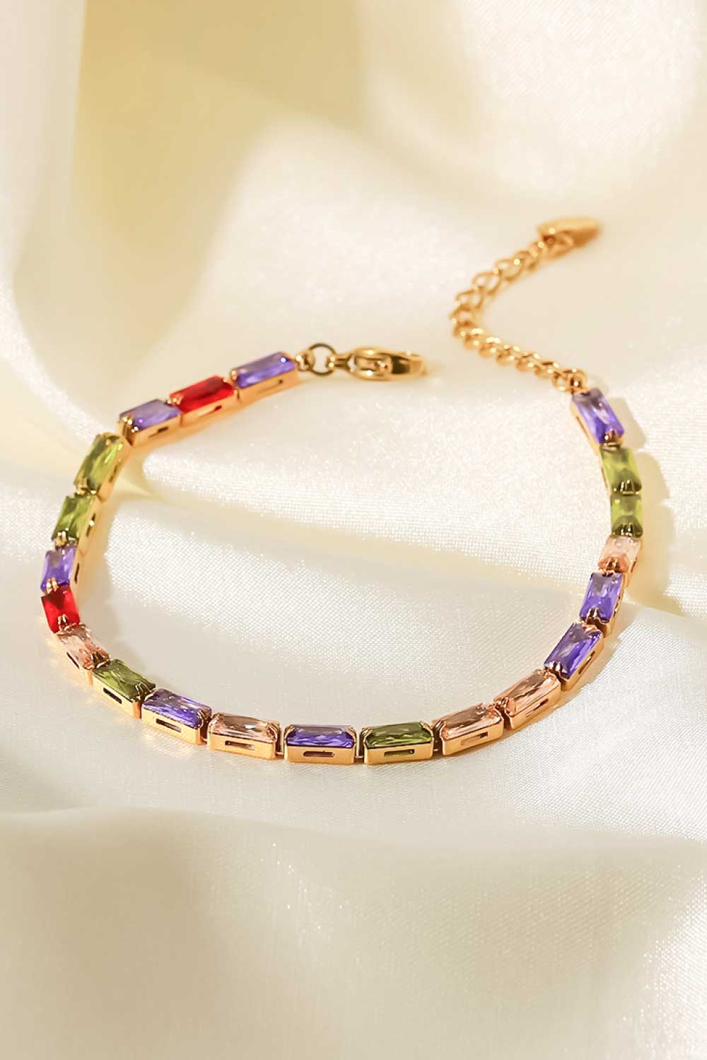 stylub 18K Gold Plated Multicolored Cubic Zirconia Bracelet