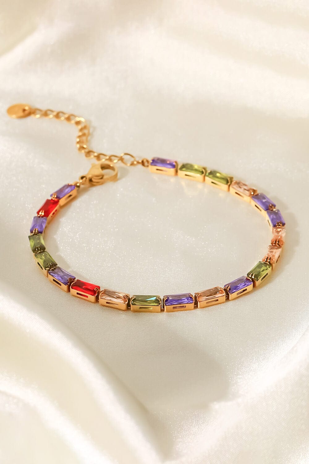 stylub 18K Gold Plated Multicolored Cubic Zirconia Bracelet