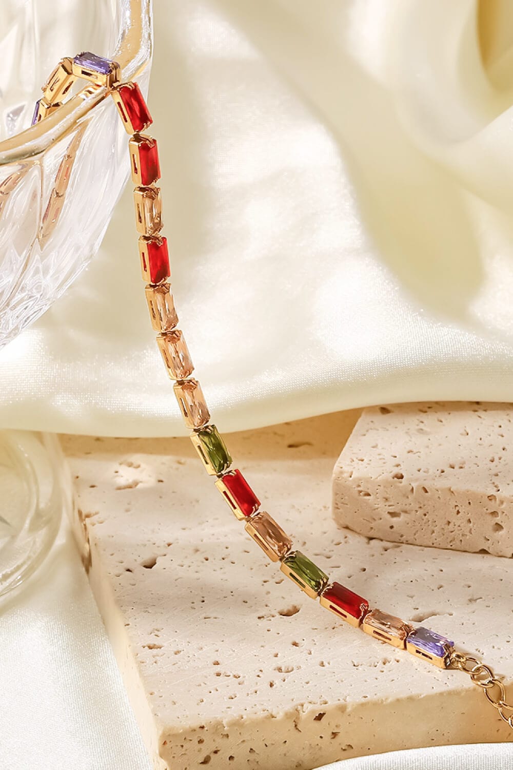 stylub 18K Gold Plated Multicolored Cubic Zirconia Bracelet