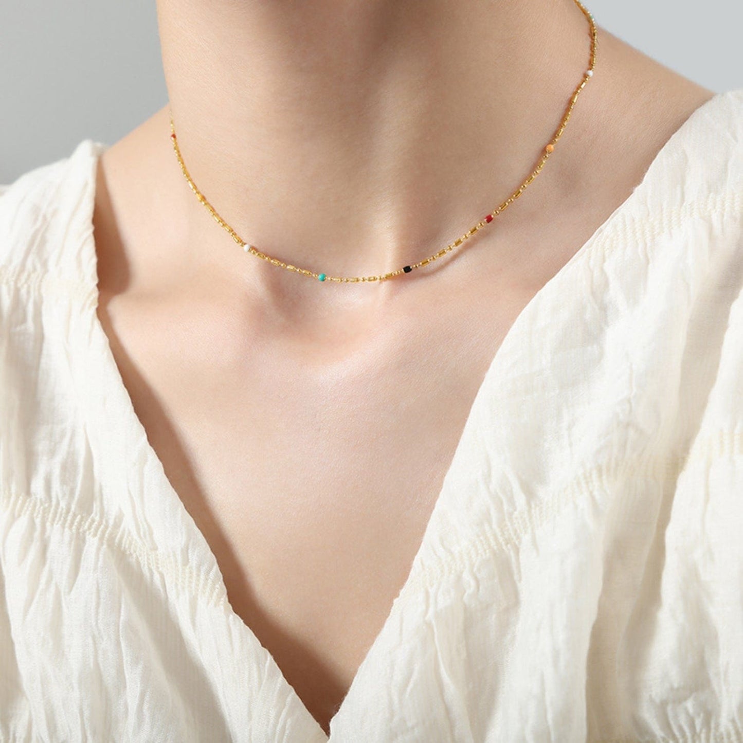 stylub 18K Gold-Plated Oil Drip Bead Necklace