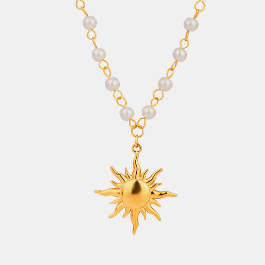 stylub 18K Gold-Plated Pearl Sun Necklace