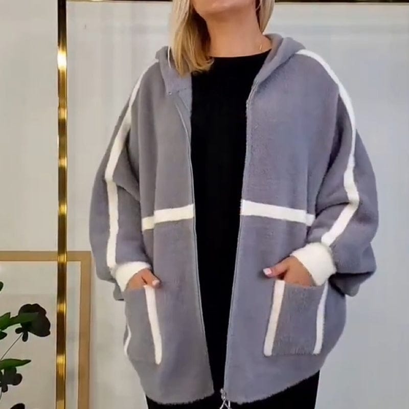 Stylub 50% Off Women's Cozy Warm Hooded Jacket with Striped Detail - 3-Day Sale