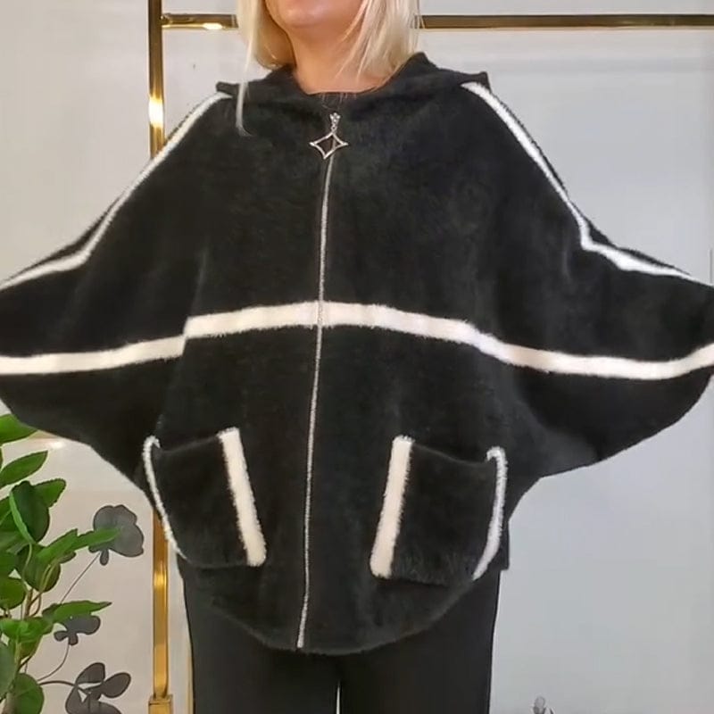 Stylub 50% Off Women's Cozy Warm Hooded Jacket with Striped Detail - 3-Day Sale