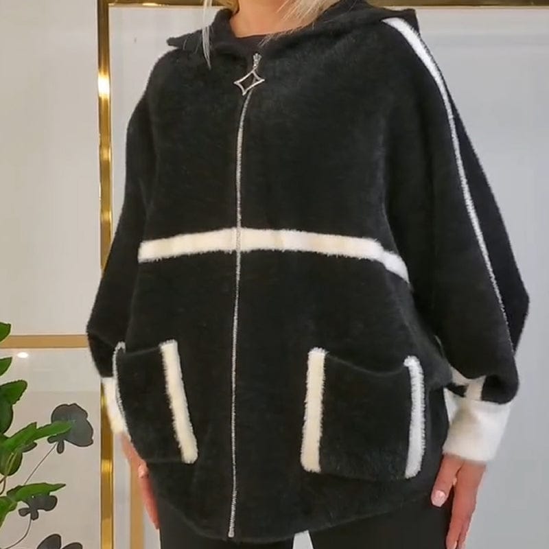 Stylub 50% Off Women's Cozy Warm Hooded Jacket with Striped Detail - 3-Day Sale