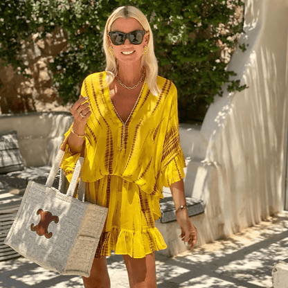 stylub Adalyn - Chic V-Neck High Waist Mini Dress