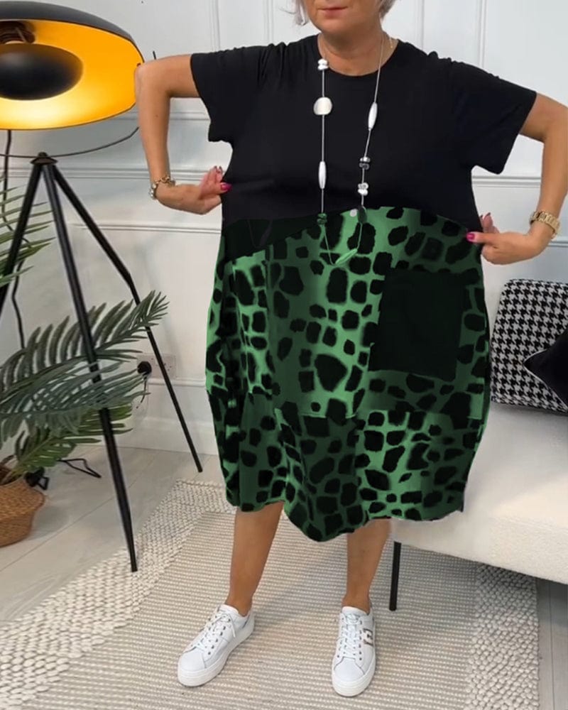 stylub Allison - Stylish Short Sleeve Leopard Print Midi Dress