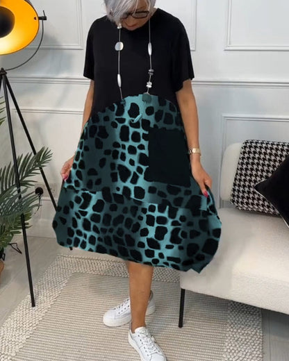 stylub Allison - Stylish Short Sleeve Leopard Print Midi Dress