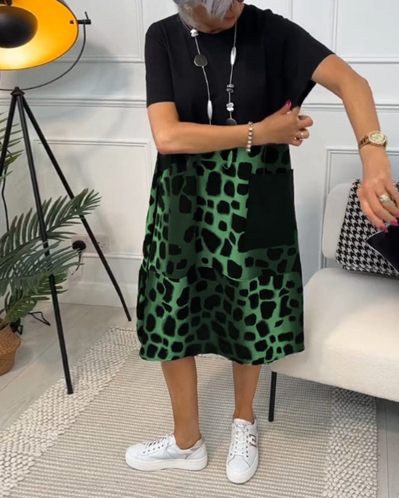stylub Allison - Stylish Short Sleeve Leopard Print Midi Dress