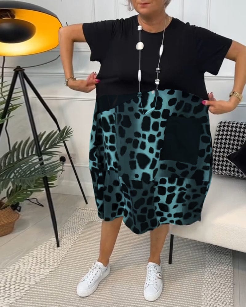 stylub Allison - Stylish Short Sleeve Leopard Print Midi Dress