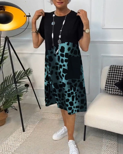 stylub Allison - Stylish Short Sleeve Leopard Print Midi Dress