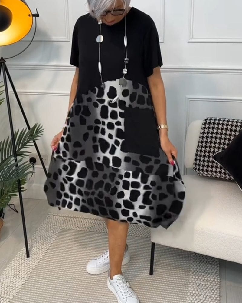 stylub Allison - Stylish Short Sleeve Leopard Print Midi Dress