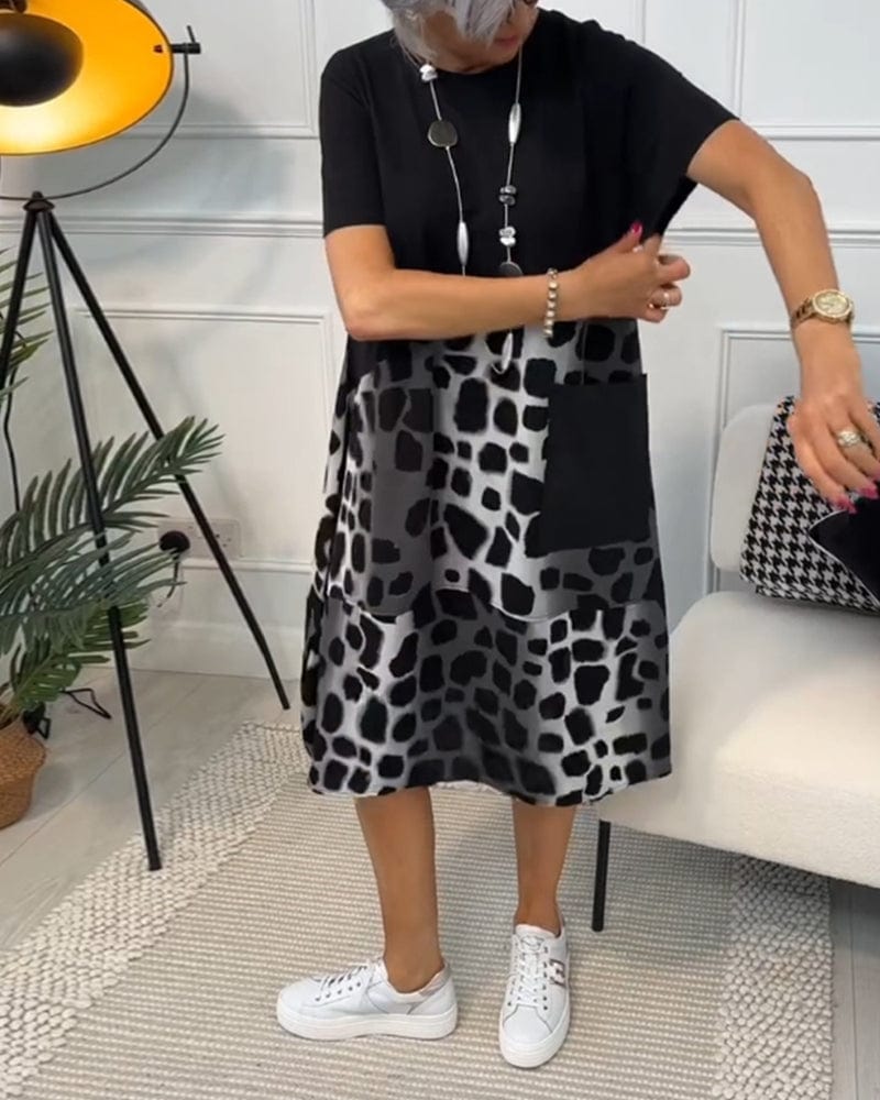 stylub Allison - Stylish Short Sleeve Leopard Print Midi Dress