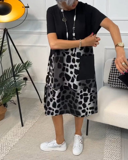 stylub Allison - Stylish Short Sleeve Leopard Print Midi Dress