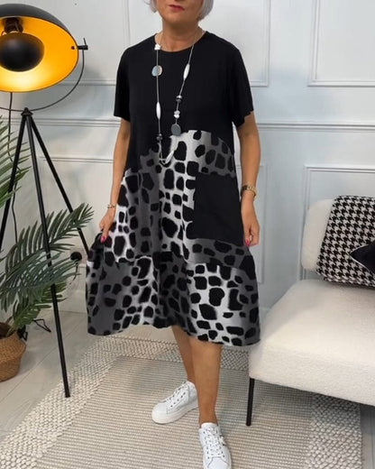 stylub Allison - Stylish Short Sleeve Leopard Print Midi Dress