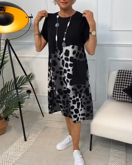 stylub Allison - Stylish Short Sleeve Leopard Print Midi Dress
