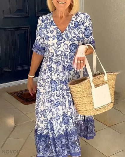 stylub ARIA™ - Elegant Floral Dress with V-Neck