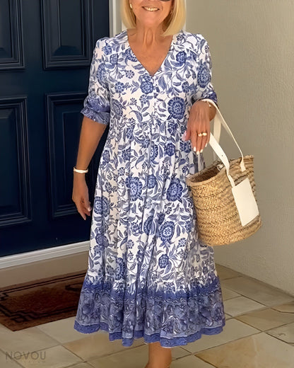 stylub ARIA™ - Elegant Floral Dress with V-Neck