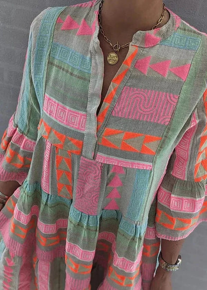 stylub Ava - Chic V-Neck Cotton Hemp Summer Dress