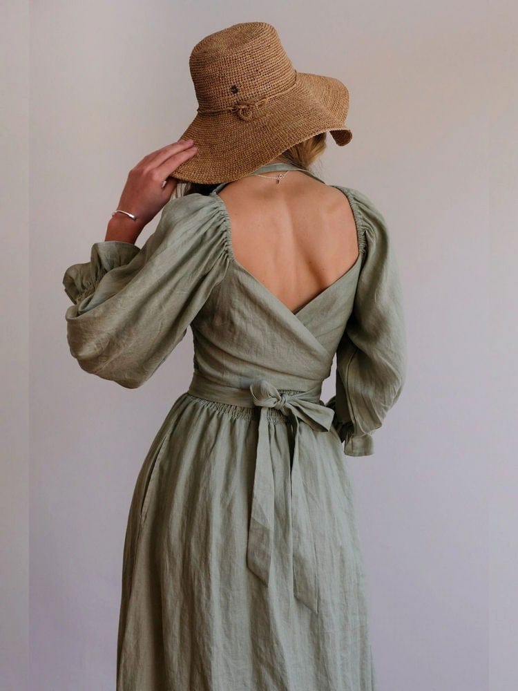 stylub Aviana - Elegant Reversible Puff Sleeve Maxi Dress