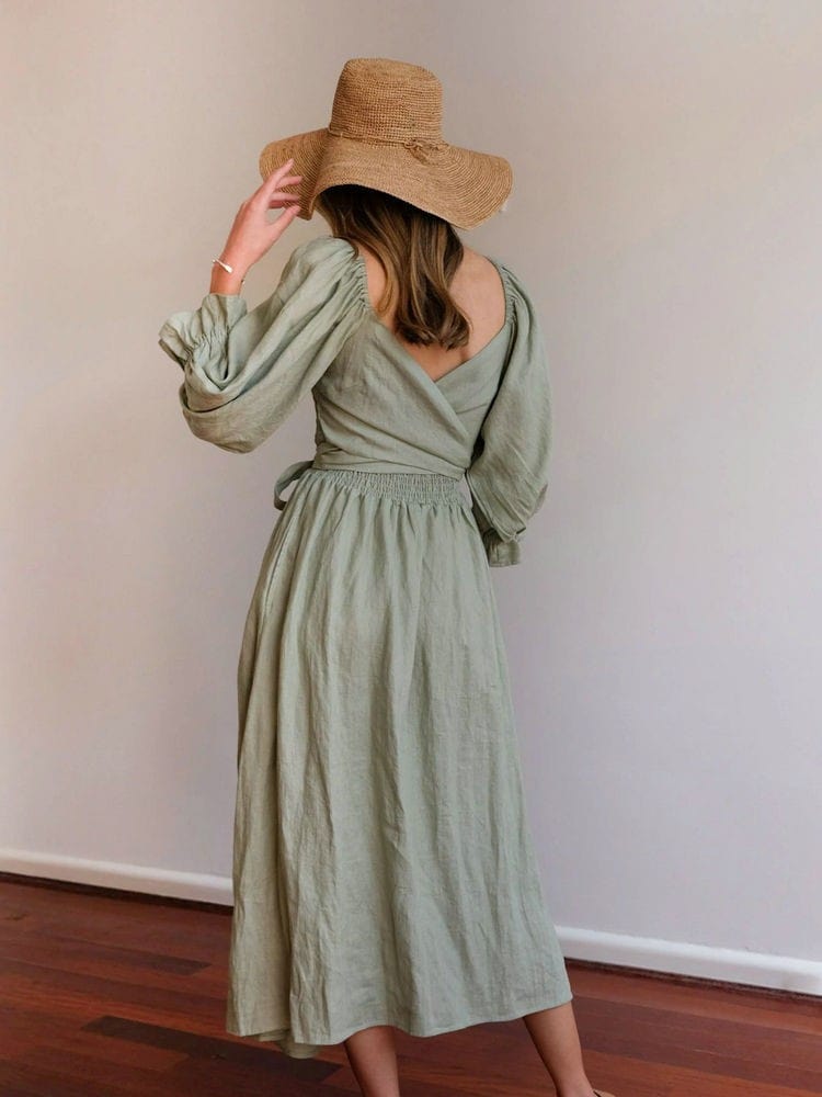 stylub Aviana - Elegant Reversible Puff Sleeve Maxi Dress
