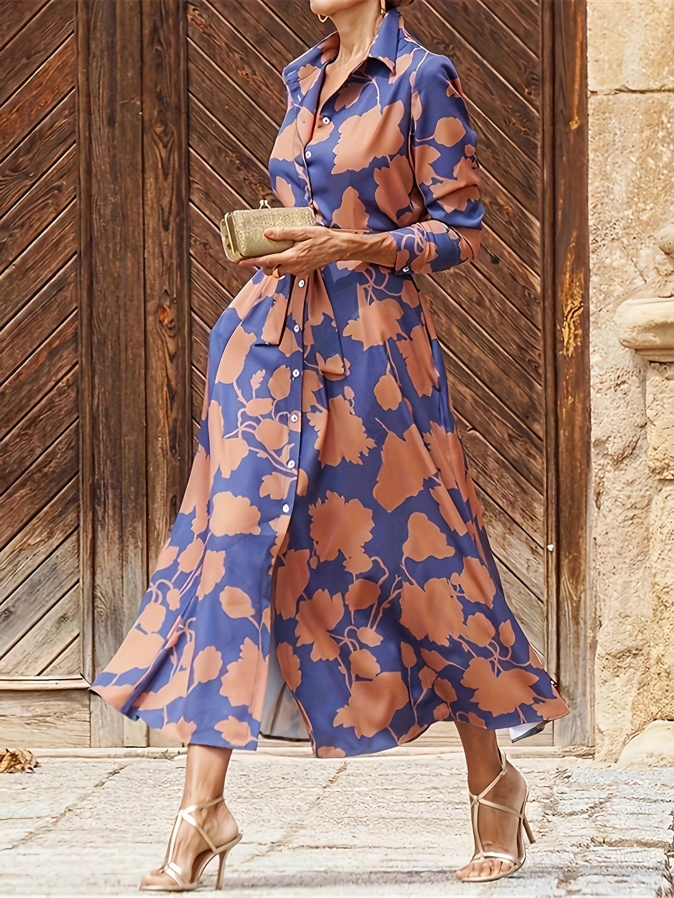 stylub Beatrix - High-end Floral Print Lapel Dress