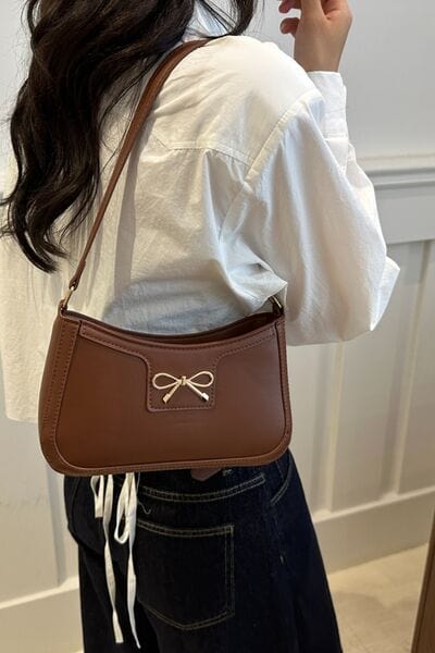 stylub Bow Trim PU Leather Shoulder Bag