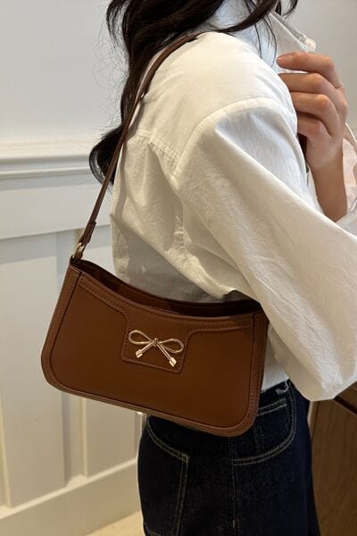 stylub Bow Trim PU Leather Shoulder Bag