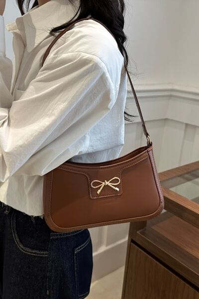 stylub Bow Trim PU Leather Shoulder Bag