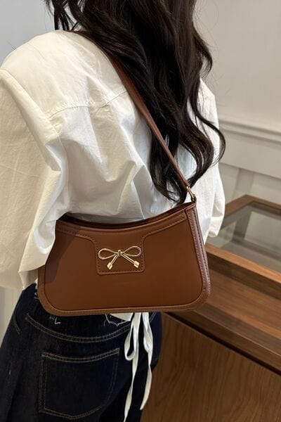 stylub Bow Trim PU Leather Shoulder Bag