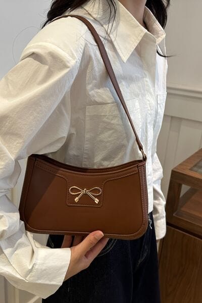 stylub Bow Trim PU Leather Shoulder Bag