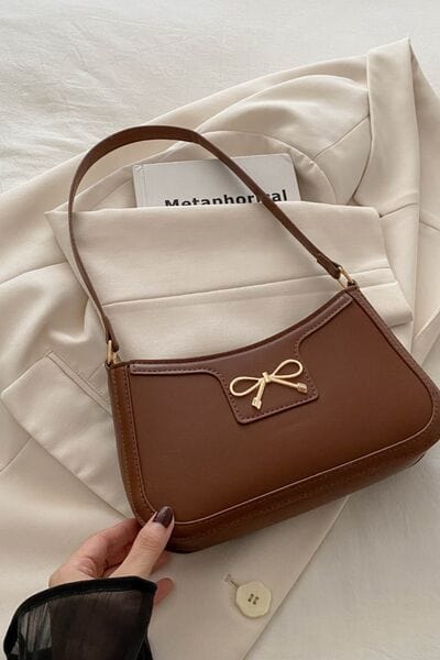 stylub Bow Trim PU Leather Shoulder Bag