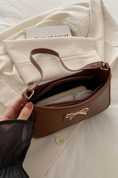 stylub Bow Trim PU Leather Shoulder Bag