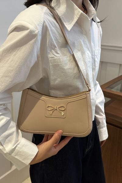 stylub Bow Trim PU Leather Shoulder Bag