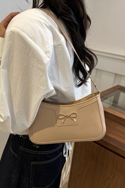 stylub Bow Trim PU Leather Shoulder Bag