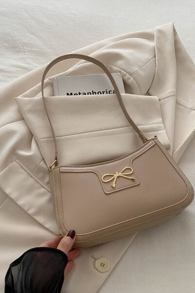 stylub Bow Trim PU Leather Shoulder Bag