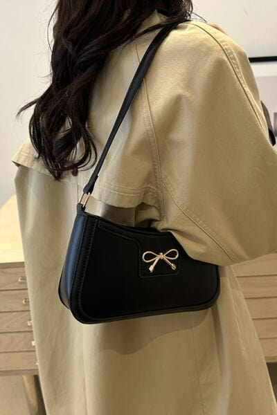 stylub Bow Trim PU Leather Shoulder Bag