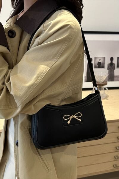 stylub Bow Trim PU Leather Shoulder Bag