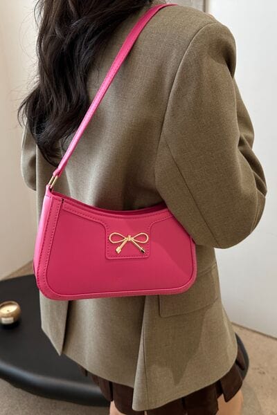 stylub Bow Trim PU Leather Shoulder Bag