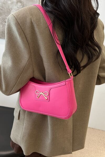 stylub Bow Trim PU Leather Shoulder Bag