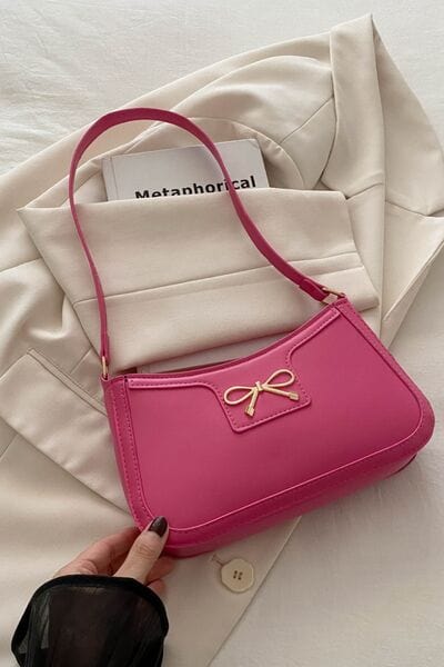 stylub Bow Trim PU Leather Shoulder Bag