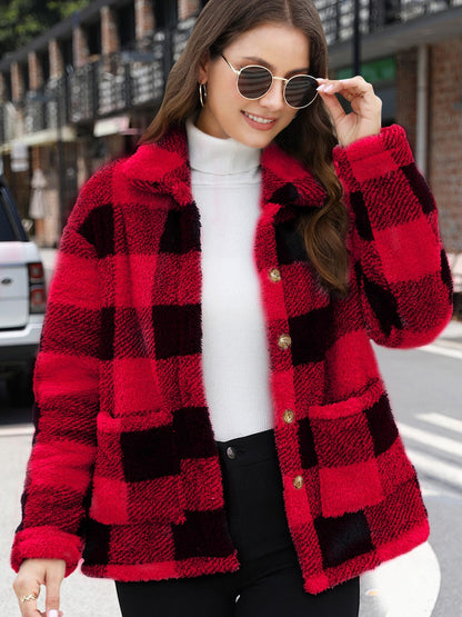 stylub Button Up Drop Shoulder Fuzzy Jacket