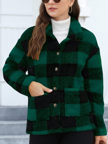 stylub Button Up Drop Shoulder Fuzzy Jacket